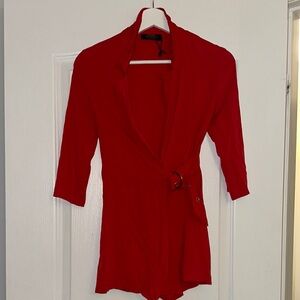 Red Belted Blazer